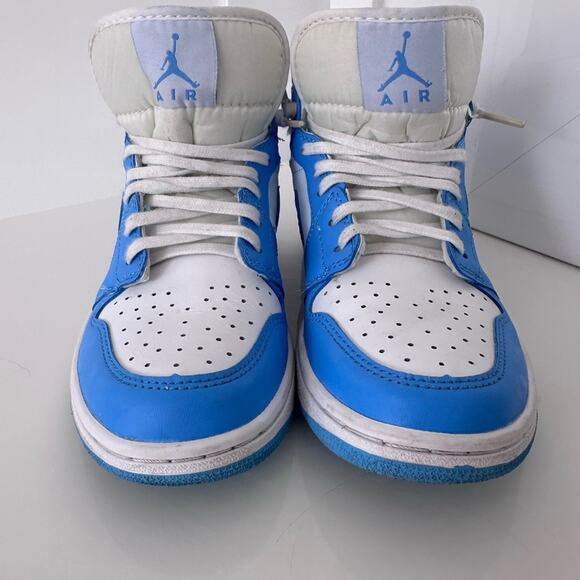 Air Jordan 1 Mid women retro UNC - 554724-106 Sz7 blue white distressed vibe - Picture 8 of 11